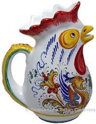 Italian Ceramic Rooster Majolica Pitcher Ceramic Rooster Italian Pottery Majolica