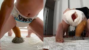 Diaper boy stretches his broken hole with huge toys - ThisVid.com