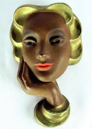 Art Deco Lady Face Wall Mask Vintage Chalkware Lady Head Wall Hanging Wall Mask Art Art Deco