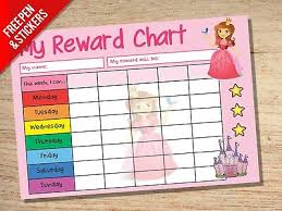Princess Reward Chart Kids Childrens School Sticker Star