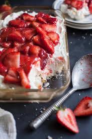 Cut up angel food cake and cover the bottom of a dish or pan (make sure it is deep enough for all ingredients). Strawberry Angel Food Cake Layered Lush Feast And Farm