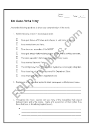 Civil rights and martin luther king jr. The Rosa Parks Story Movie Esl Worksheet By Lucien