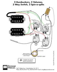 Check seymour duncan website or just google humbucker wiring diagrams. Seymour Duncan Wiring Diagram 2 Humbuckers 2 Vol 3 Way 2 Spin A Splits Guitar Pickups Cigar Box Guitar Guitar Tech