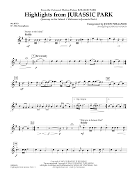 Highlights From Jurassic Park Pt 2 Eb Alto Saxophone Sheet Music To Download