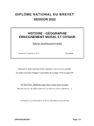 Brevet 2022 Série Professionnelle Histoire-Géo EMC | PDF | euro | France