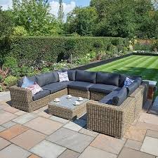 9 Piece Mayfair Modular Rattan Garden Furniture Set U Bridgman Rattan Garden Furniture Rattan Garden Furniture Sets Garden Sofa Set