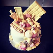 Ta Da Very Proud Of This Masterpiece White Chocolate Explosion Cake Happy Belated Birthday Tonih Chocolate Explosion Cake Sweetie Cake Sweet Birthday Cake