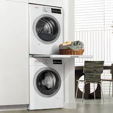 Bosch 24 In Compact Laundry Stacking Kit With Shelf In White Wtz11400uc The Home Depot In 2020 Laundry Room Layouts Stacked Laundry Room Modern Laundry Rooms