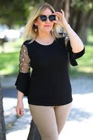 Buyuk Beden Kollar Tul Detay Siyah Bluz In 2020 Ladies Tops Fashion Gloves Fashion Glamour Fashion