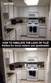 Paint over tile before and after kitchen. How To Simulate The Look Of Tiles With This Simple Paint Method