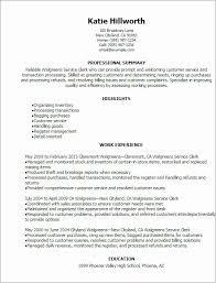 Customer Service Associate Resume Unique Walgreens Service Clerk Resume Template Best Design