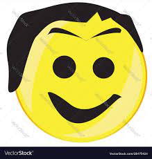 Hairy smile face button isolated Royalty Free Vector Image
