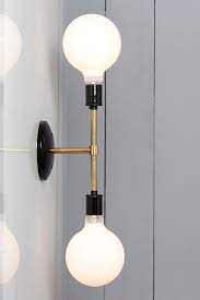 Black And Brass Wall Sconce Brass Wall Light Double Bare Bulb Lamp Brass Wall Light Wall Lights Wall Lamps Bedroom