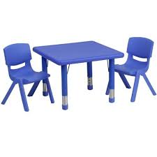 Kids Tables Flash Furniture 24 Square Adjustable Blue Plastic Activity Table Set With 2 School Stack Chai Flash Furniture Activity Table Kids Activity Table