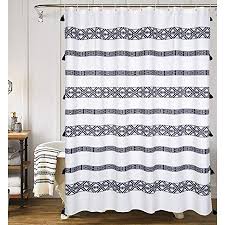 Our collection of drapery tassels and tassel fringe. Yokii Tassel Fabric Shower Curtain Black And Cream Striped Fringe Boho Polyester Bath Curtain Set Hotel Spa Heavy Weighted 78 Inch Extra Long Bathroom Curtains 72 X 78 Black And Cream Walmart Canada