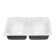 Menards bathroom vanities with top and sinks: Tuscany Drop In 33 Cast Iron 4 Hole Double Bowl Kitchen Sink At Menards