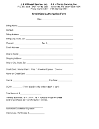 B&h further explains the process under the question 'how does the payboo card benefit really work?' 'when you pay for b&h purchases with the payboo credit card, b&h will charge the total of merchandise plus applicable fees and taxes; Fillable Online Credit Card Authorization Form J H Diesel Fax Email Print Pdffiller