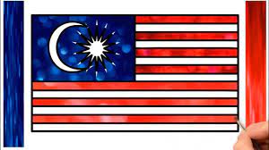 Independence d malaysia flag is depicted in liquid watercolor style isolated on white background. Malaysia Flag Draw Malaysian Flag Drawing Coloring Step By Step For Kids Little Channel Flags Youtube