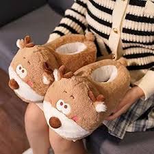 Amazon.com | HXIYAN Cartoon slippers animal home shoes plush insulation  shoes winter cute men's and women's all inclusive slippers (Curry color, ...