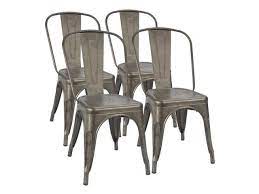 Furniwell metal dining chairs with wood seat. Furmax Metal Dining Chairs Indoor Outdoor Patio Chicken 18 Inch Seat Height Trattoria Chic Bistro Cafe Side Stackable Set Of 4 Gun Newegg Com