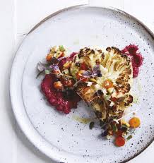 Bondi Harvest S Cauliflower Steak With Beetroot Hummus Recipe Harvest Recipes Cauliflower Steaks Beetroot Hummus Recipe