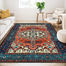 Guchuang Washable Rugs Living Room Area Rugs Terracotta Vintage Boho Large  Non Slip Carpet Traditional Oriental Rugs Short Pile for Bedroom Dining  Room Kitchen Soft Faux Wool Rugs 160x230cm : Amazon.co.uk: Home