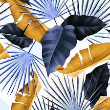 Blue And Gold Leaf Palm Leaf Background Patterns Leaf Illustration Abstract