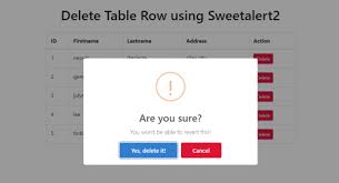 How To Delete Table Row Using Sweetalert2 With Php Mysqli The Row First Names Table