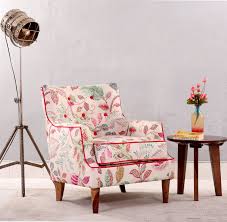 Buy Adoree Lounge Chair Aqua Flower Online In India Wooden Street Wooden Street Living Room Furniture Chair