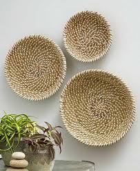 Woven Straw Bowl Wall Hangings In 2020 Baskets On Wall Wall Hanging Basket Wall Decor