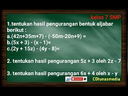 Contoh soal cerita aljabar matematika materi pelajaran matematika apabila pada saat itu usia sang ibu adalah 30 tahun maka berapakah umur dari. Cara Mengerjakan Soal Aljabar Kelas 7 Pesat Id