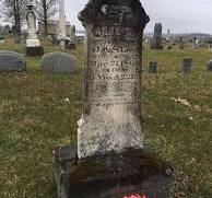 Tombstone with unusual carving at Bly Cemetery