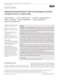 PDF) Inferring sleep disturbance from text messages of suicide attempt  survivors: A pilot study