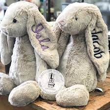 Monogrammed Beige Bunny Personalized Baby Gift Personalized Stuffed Animal Personalize Personalized Stuffed Animals Personalized Baby Gifts Personalized Bunny