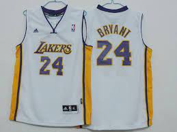 They lakers used to be the only team in the league that didn't have a home white jersey and when they the only real choice is if you want the #8 jersey or the #24. Los Angeles Lakers 24 Kobe Bryant Alternate White Jersey Kids Bryant Lakers Lakers Nba Los Angeles