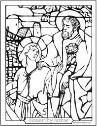 This coloring page depicts joseph in liberty jail. Joseph And Jesus Coloring Page Perfect Father And Son