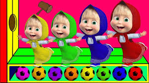 ماشا و الدب و الكرات الملونة و المطرقة تعليم الالوان للاطفال باللغة العربية مع كرتون ماشا و الدب Learning Colors Coloring For Kids Toddler Soccer