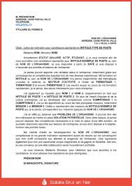 Je me permets de vous adresser ma candidature spontanée au poste de. Lettre De Motivation Pour Une Candidature Spontanee Exemple Salaire Brut En Net