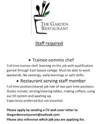 A trainee chef salary can be around £13,000 a year. The Garden Restaurant Pagina Inicial Facebook
