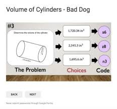 Volume Of Cylinders Bad Dog Breakout For Google Classroom Google Classroom Google Classroom Geometry Google Classroom Math