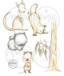 Australian Animals Clipart Kangaroo Wombat Platypus Quokka Mother And Baby Nursery Animals Watercolor Baby Clipart Planner Stickers In 2021 Cute Australian Animals Australian Animals Animal Clipart