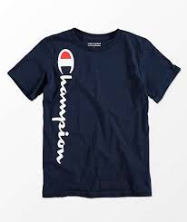 Champion Boys Vertical Script Navy T Shirt Zumiez Navy Tshirt Shirts Short Sleeve Tee Shirts