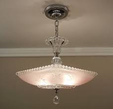 Vintage American Art Deco Chandelier Starburst Candlewick Soft Pink Glass Ceiling Light Fixture Rewi Ceiling Lights Glass Ceiling Lights Antique Ceiling Lights