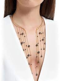 Tassel Pendant Cuff Choker Waterfall Necklace Black Gold Jewelry Floating Diamond Necklace Diamond Necklace