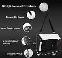 Sherpani Vale, Tyvek Crossbody Bag, Ultralight Shoulder Bag, Washable Tote  Bag, Water Resistant Paper Bag for Women (White/Black)