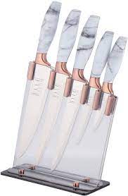 Need a new kitchen knife set? Elle Decor 6 Piece Marble Knife Block Set Knife Block Set Rose Gold Kitchen Knife Block