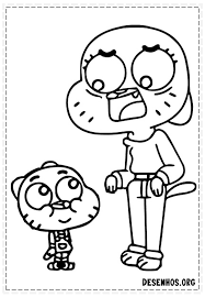 Gumball watterson tiene un padre amo de casa, una madre que vende arco iris, una hermana pequeña cerebrito y un pez de colores como mejor amigo. Gumball Para Colorir 38