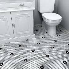 Black And White Hexagon Floor Tile Flower Merola Tile Metro Penny Matte White W Black Flower 9 3 4 In X 11 1 2 In X 5 Mm Porcelain Mosaic Tile 15 94 Sq Ft Case Fdxmpmwf The Home Depot Porcelain Mosaic Tile