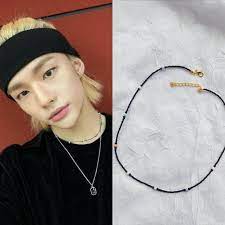 Beaded Necklace Choker Stray Kids Hyunjin Inspired Hwang Etsy Beaded Necklace Beaded Necklace Diy Indie Bracelets