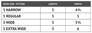 cogent extra wide shoe width chart standard american shoe